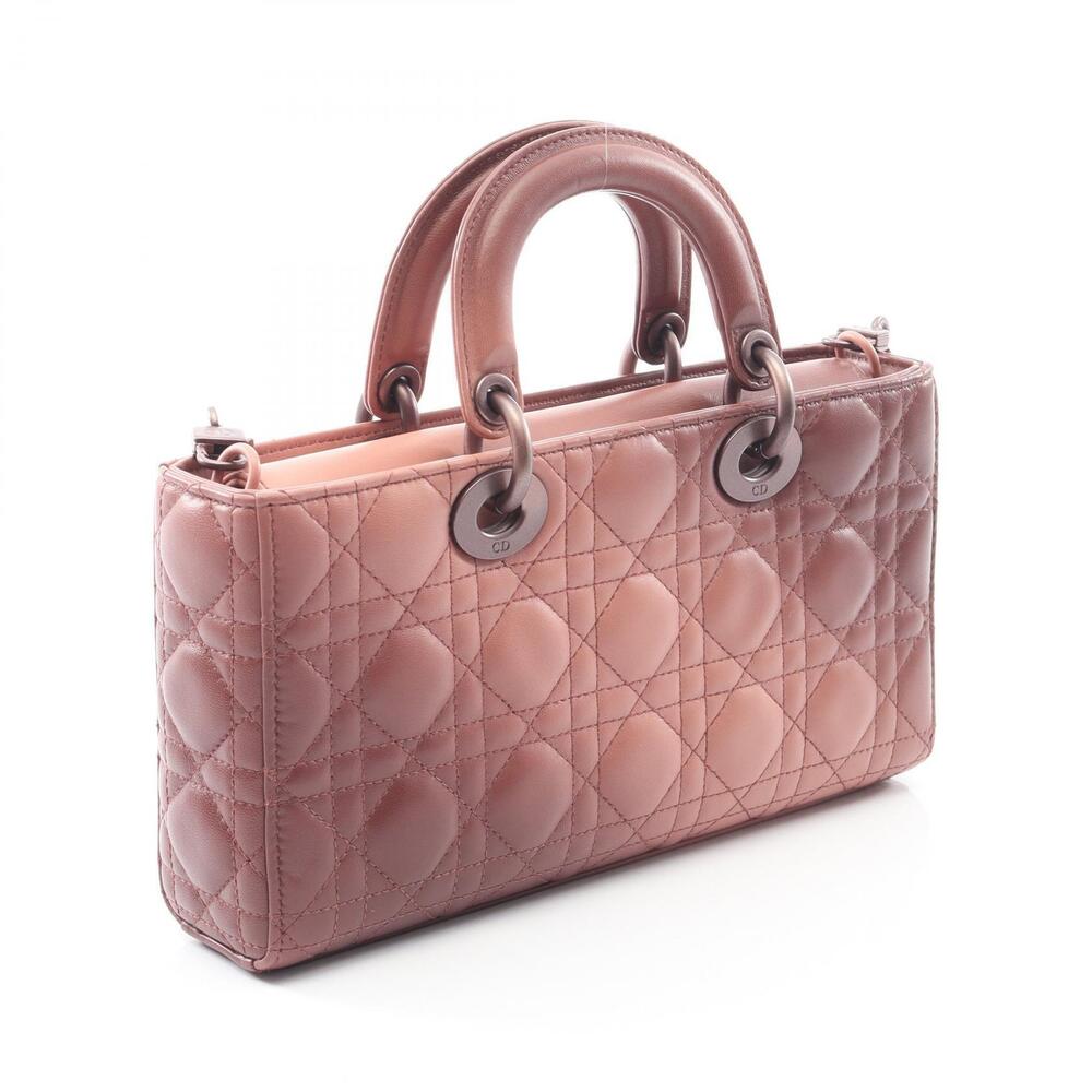 Dior Pink Handbag Cannage Christian Joy Lady  Leather Pink
